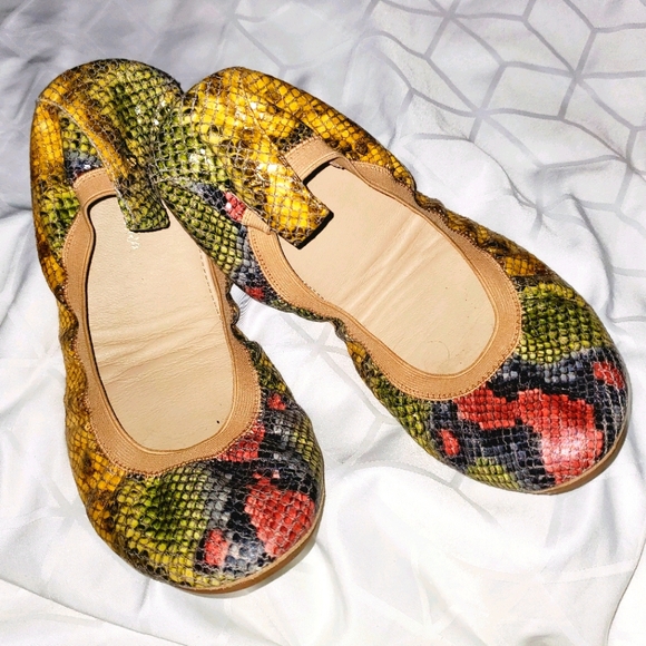 YOSI SAMRA Somara Python Faux Snake Ballet Flats
